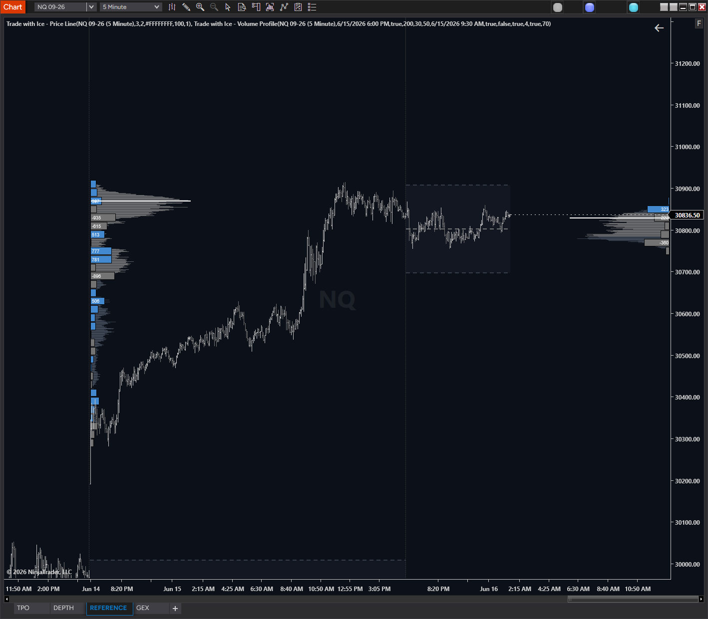 Volume Profile delta view showing net buying and selling per price level